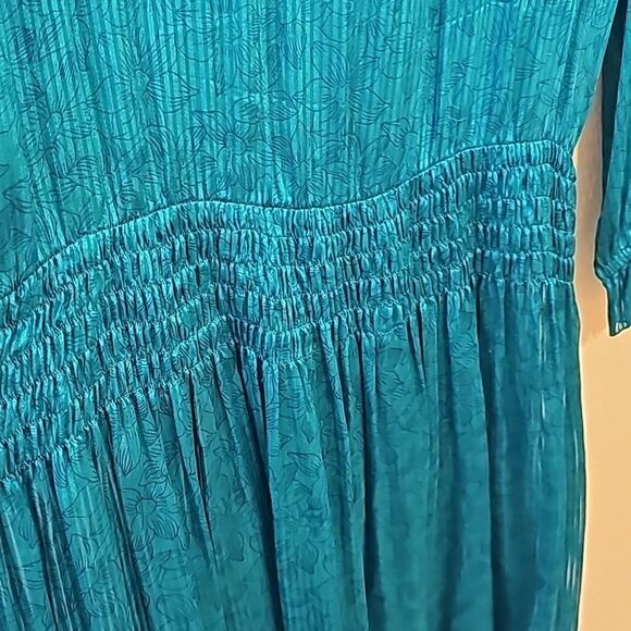 COPY - Vintage 80s Nora Noh Peplum blue silk dress size 8 - Picture 5 of 12